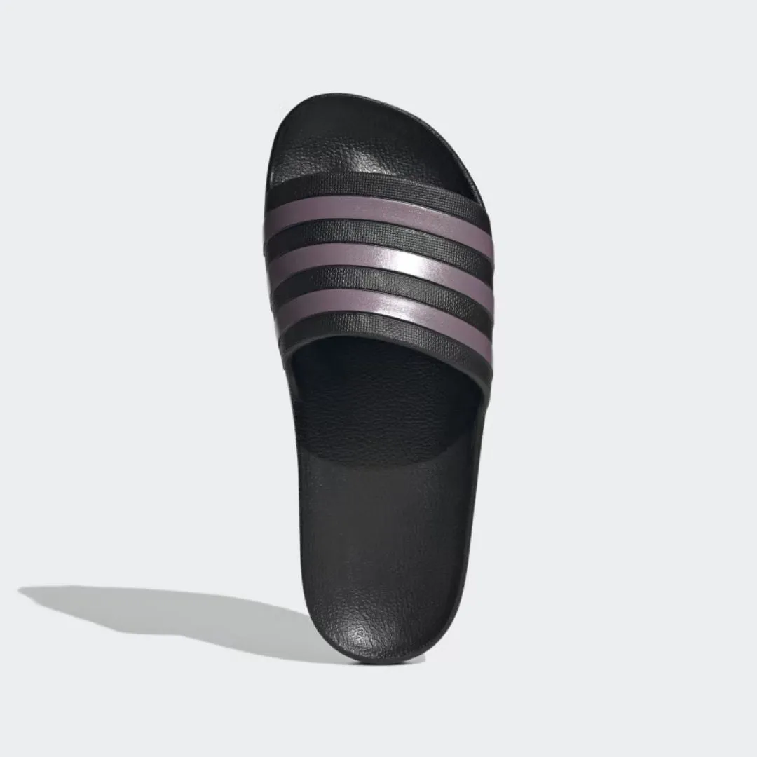 Adilette Aqua Slides (Core Black   Matt Purple Met.   Core Black)