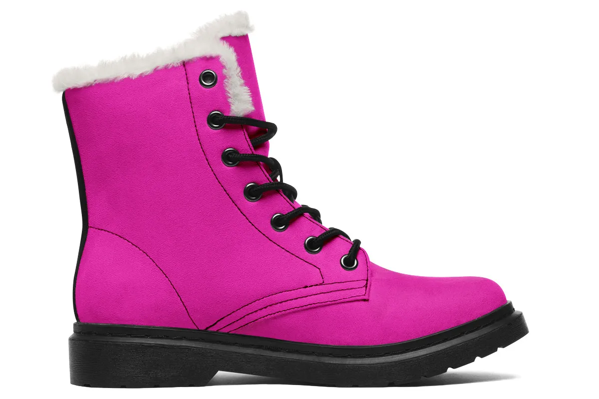 Blue And Pink Mismatch Faux Fur Boots