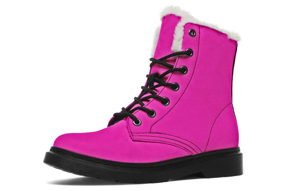 Blue And Pink Mismatch Faux Fur Boots