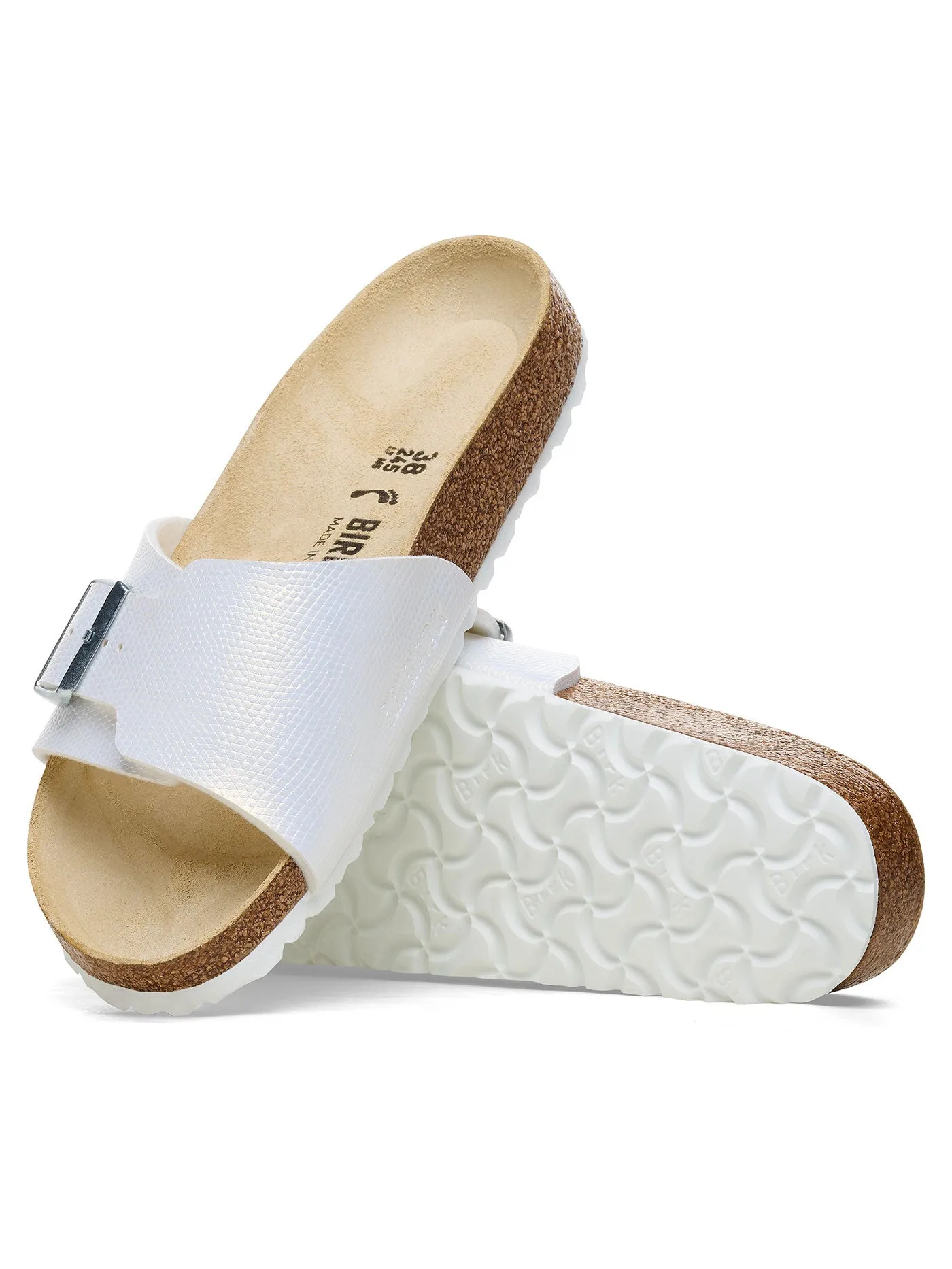 Catalina Birko-Flor N Shiny Lizard White Sandals