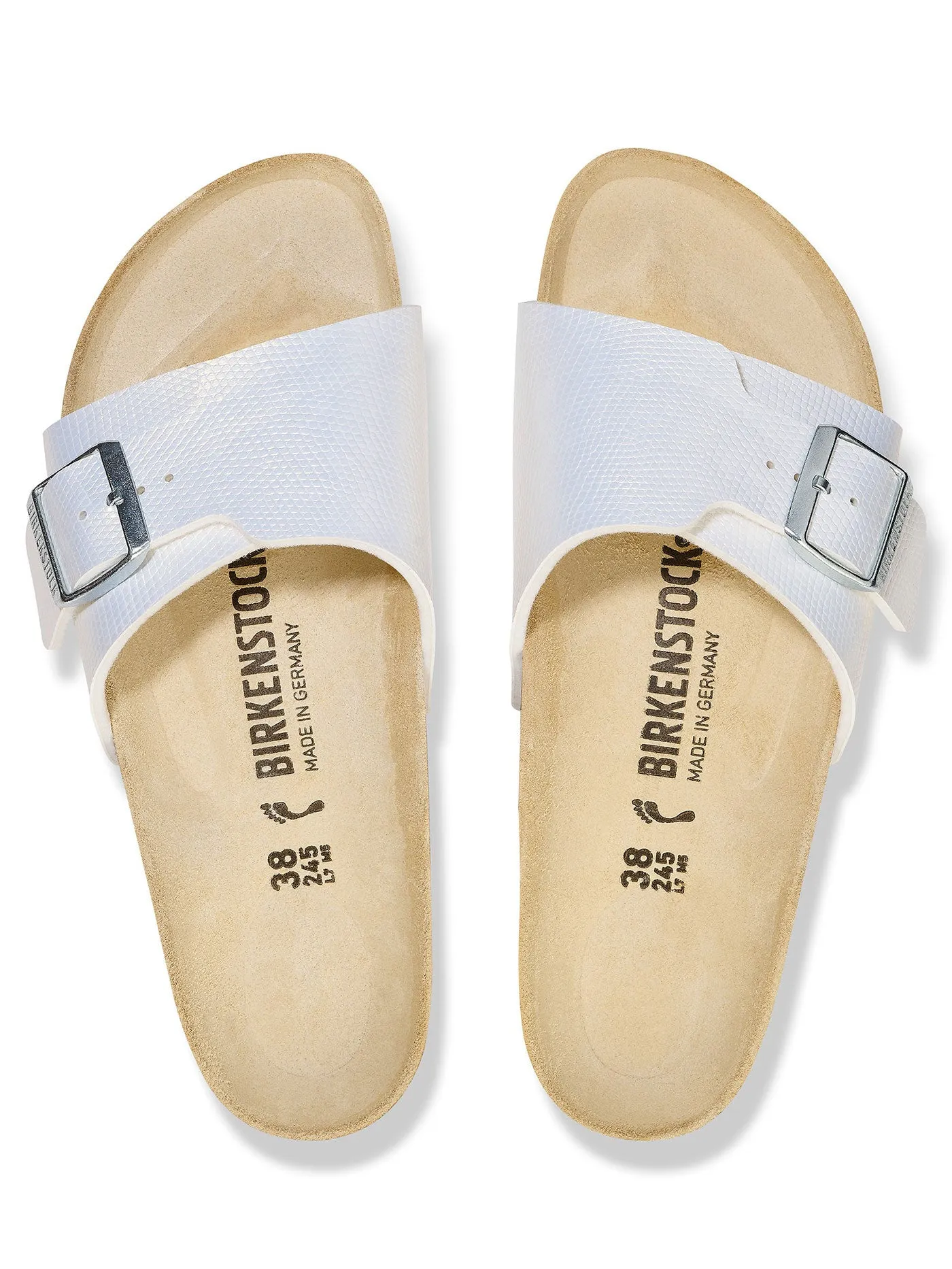 Catalina Birko-Flor N Shiny Lizard White Sandals