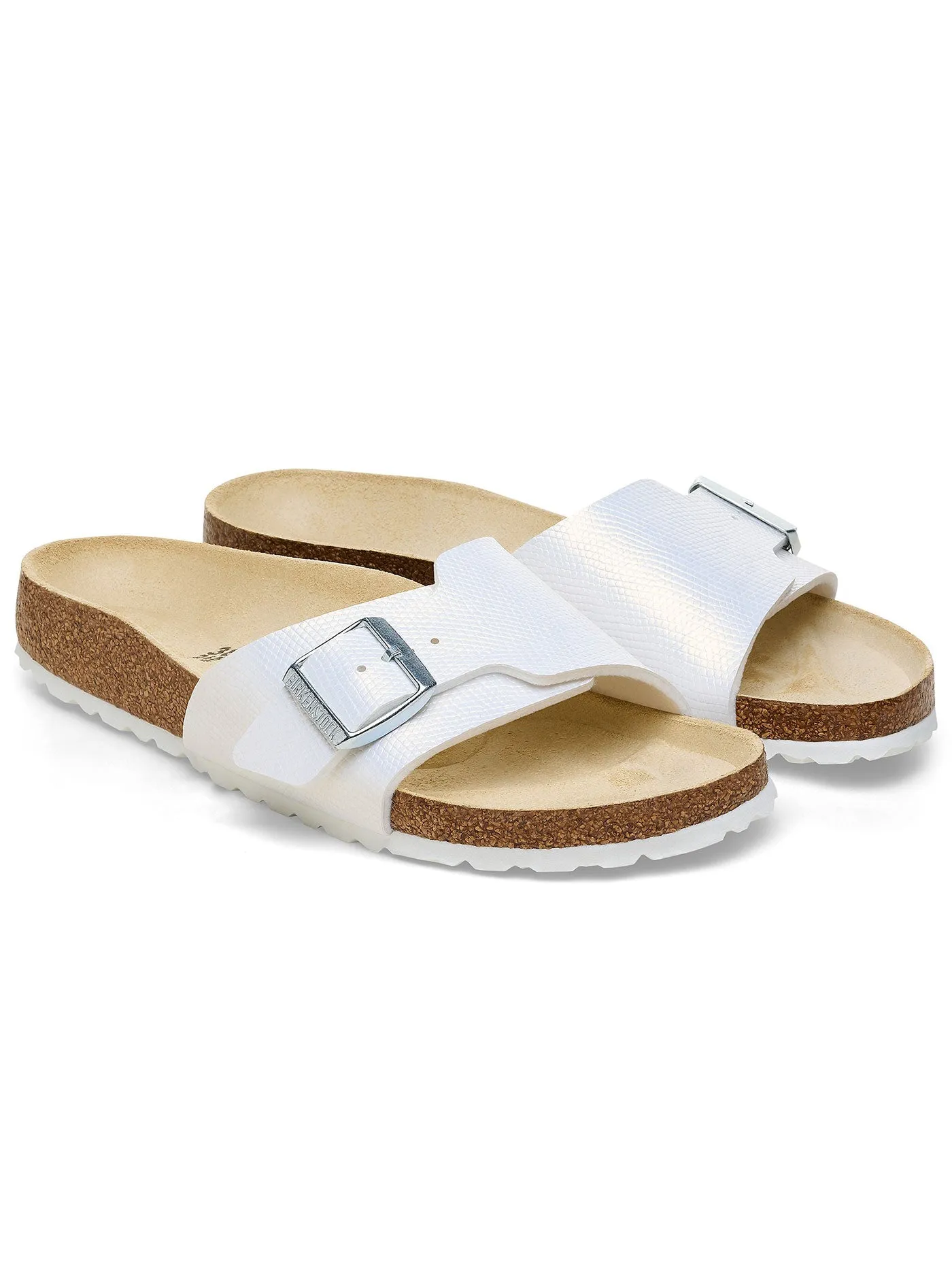 Catalina Birko-Flor N Shiny Lizard White Sandals