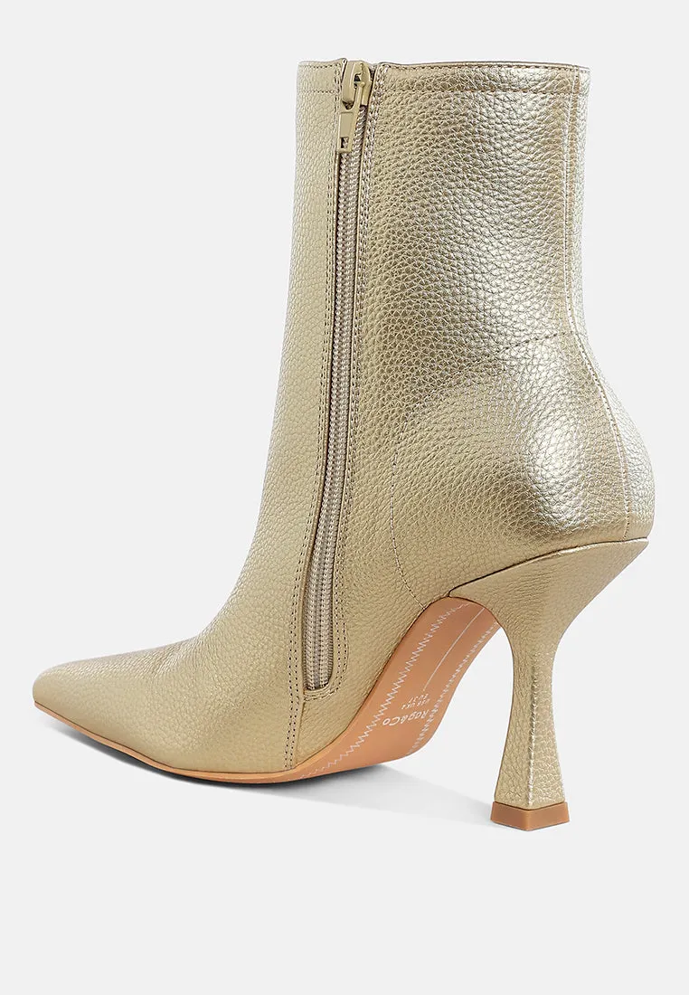 Farnak Metallic Pointed Toe Ankle Boots