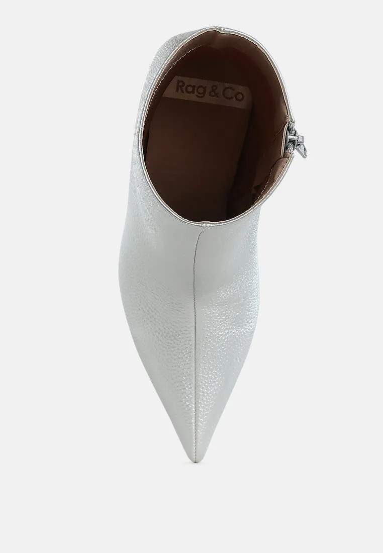 Farnak Metallic Pointed Toe Ankle Boots