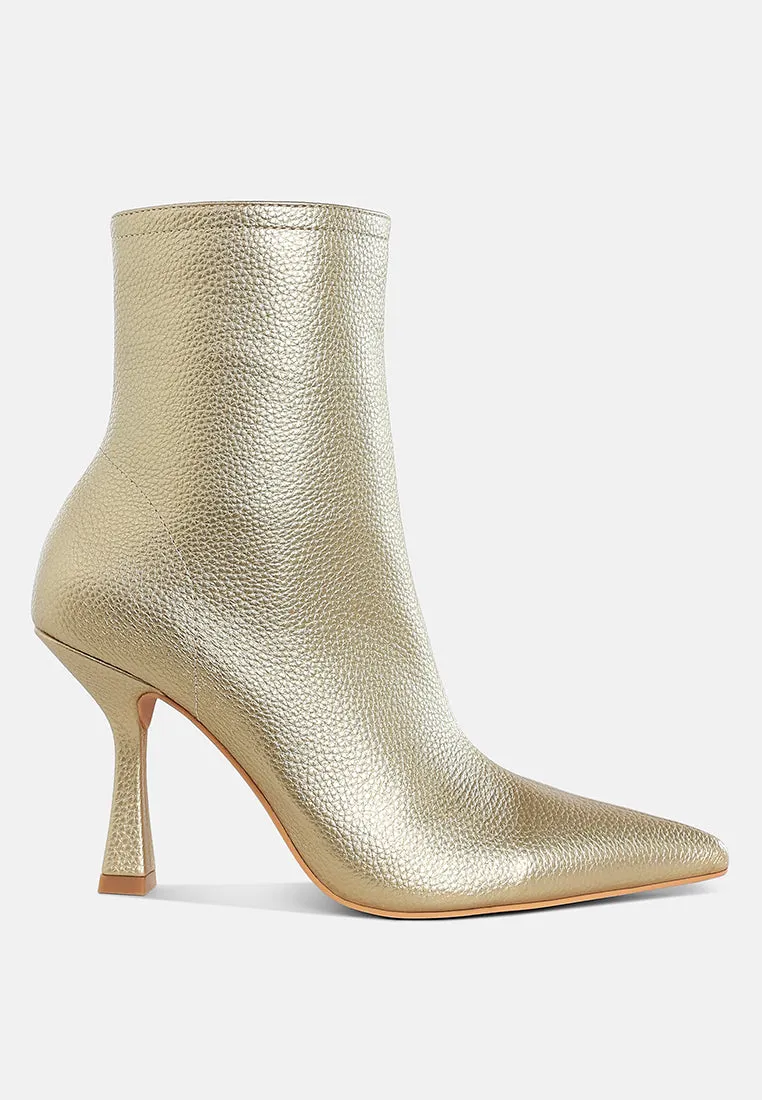 Farnak Metallic Pointed Toe Ankle Boots