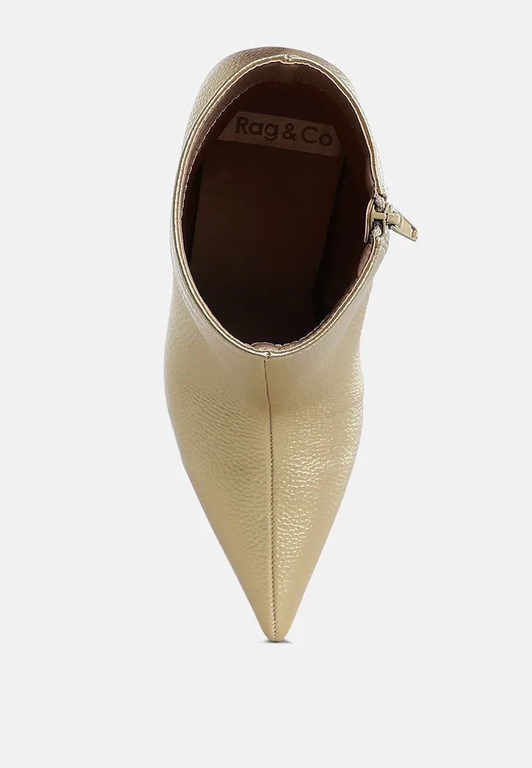 Farnak Metallic Pointed Toe Ankle Boots