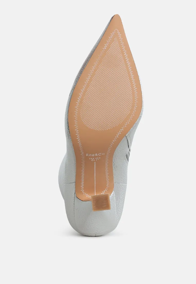 Farnak Metallic Pointed Toe Ankle Boots
