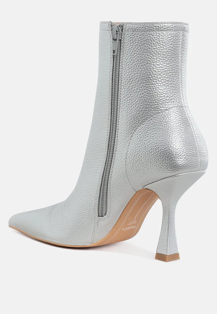 Farnak Metallic Pointed Toe Ankle Boots