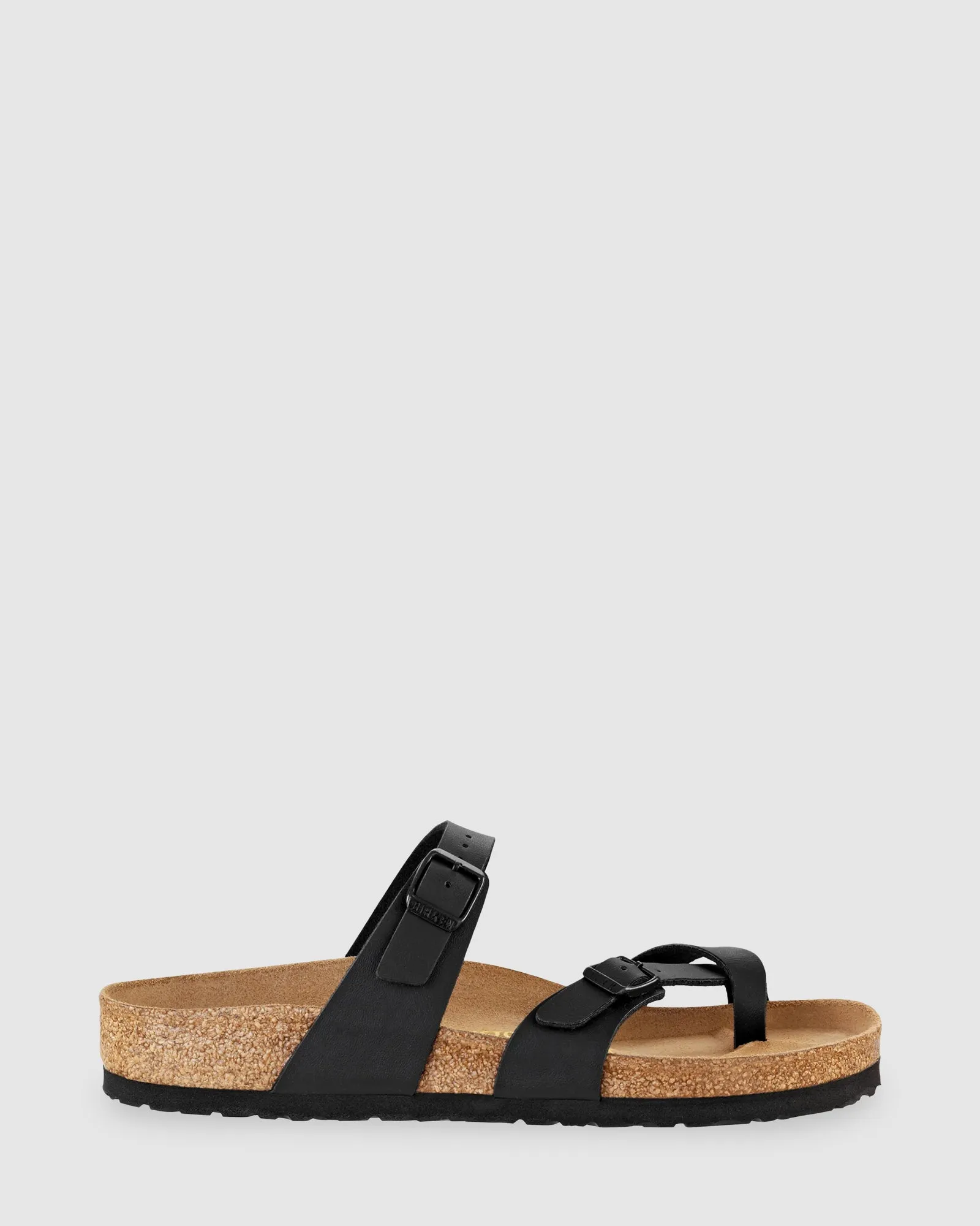 MAYARI BLACK BIRKO-FLOR NARROW SANDALS