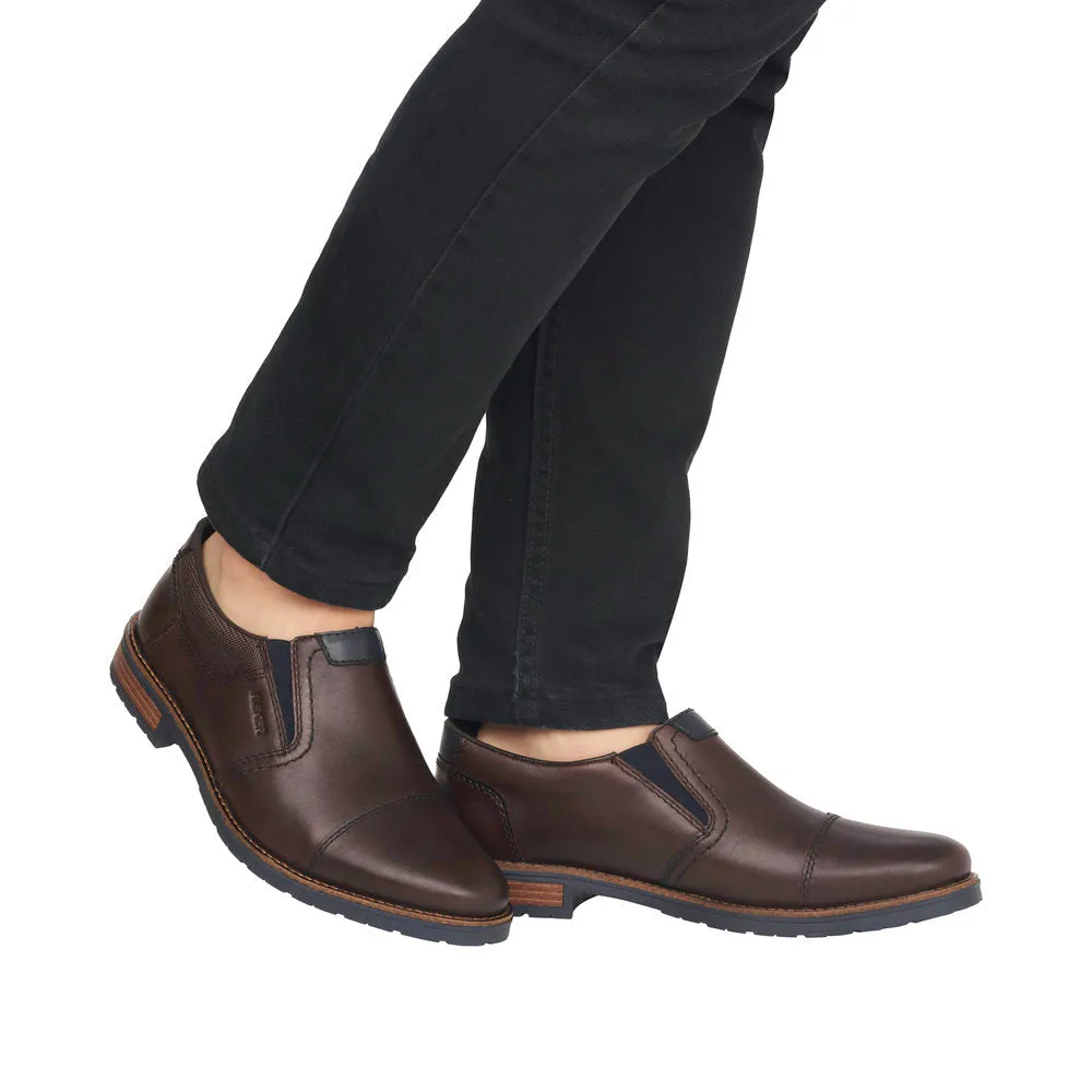 Rieker 14652-25 Mens Dark Brown Leather Slip On Shoes