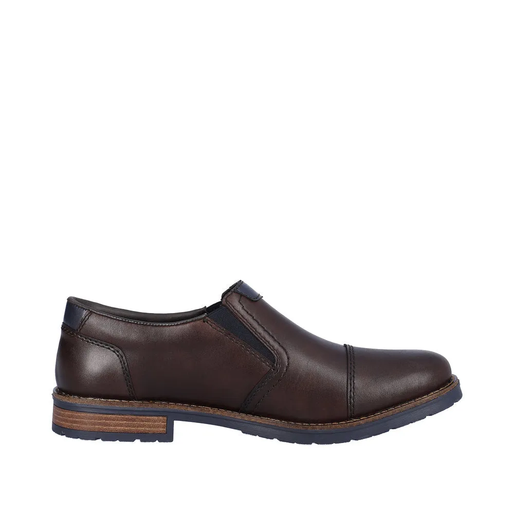 Rieker 14652-25 Mens Dark Brown Leather Slip On Shoes