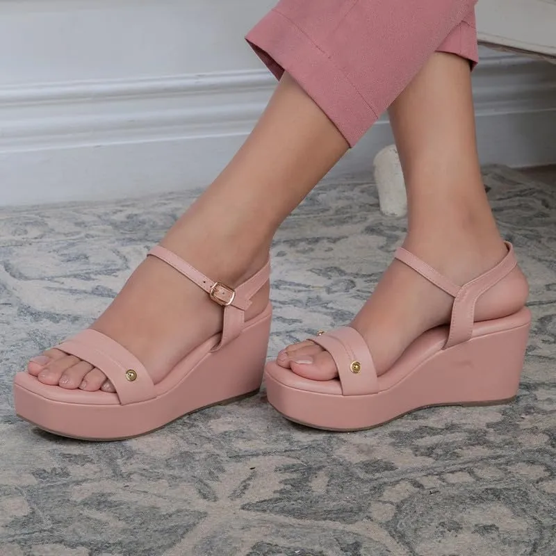 tresmode Amsterdam Pink Women's Dress Wedge Sandals - Elevate Your Style with Elegance and Comfort || Size (EU-39/UK-6/US-8)
