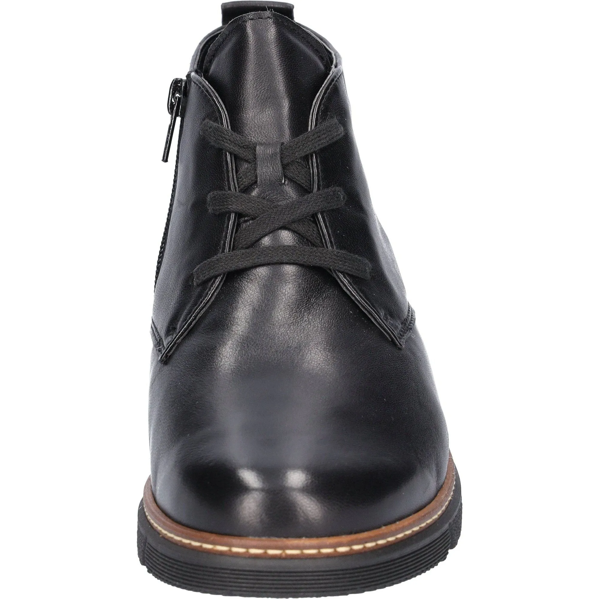 Waldlaufer 604804 144 001 K-Gesa Ladies Wide Black Leather Arch Support Zip & Lace Ankle Boots