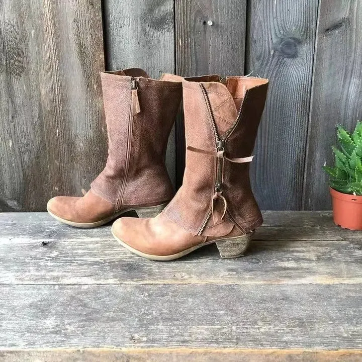 Western Faux Leather Ankle Boots with Heel for Women | Perfect for Everyday Wear