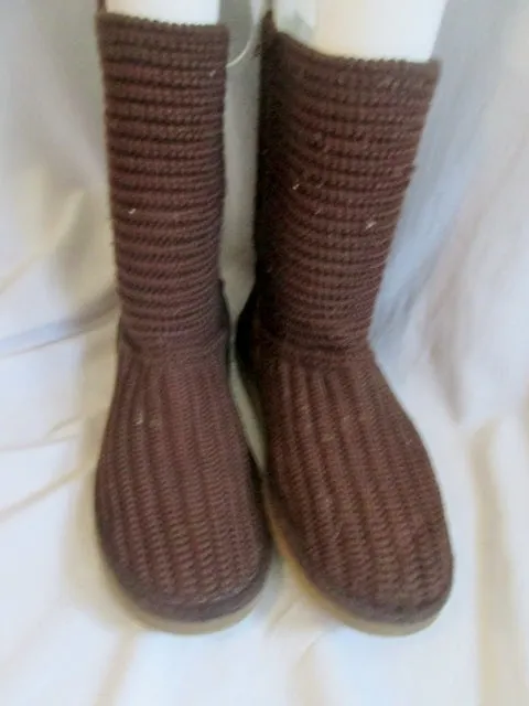 Womens UGG AUSTRALIA 5857 CLASSIC CROCHET KNIT Sweater BOOT BROWN 9 CHOCOLATE