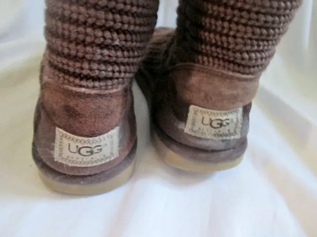 Womens UGG AUSTRALIA 5857 CLASSIC CROCHET KNIT Sweater BOOT BROWN 9 CHOCOLATE
